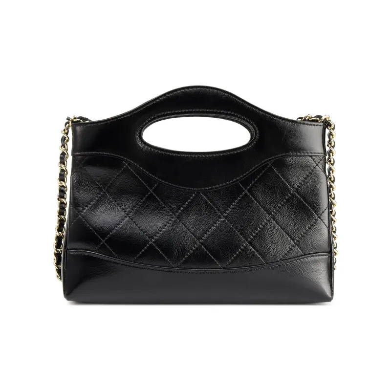 CHANEL Bright Cow Leather Shoulder Bag, Crossbody Bag, Handbag Mini Women's Black-2