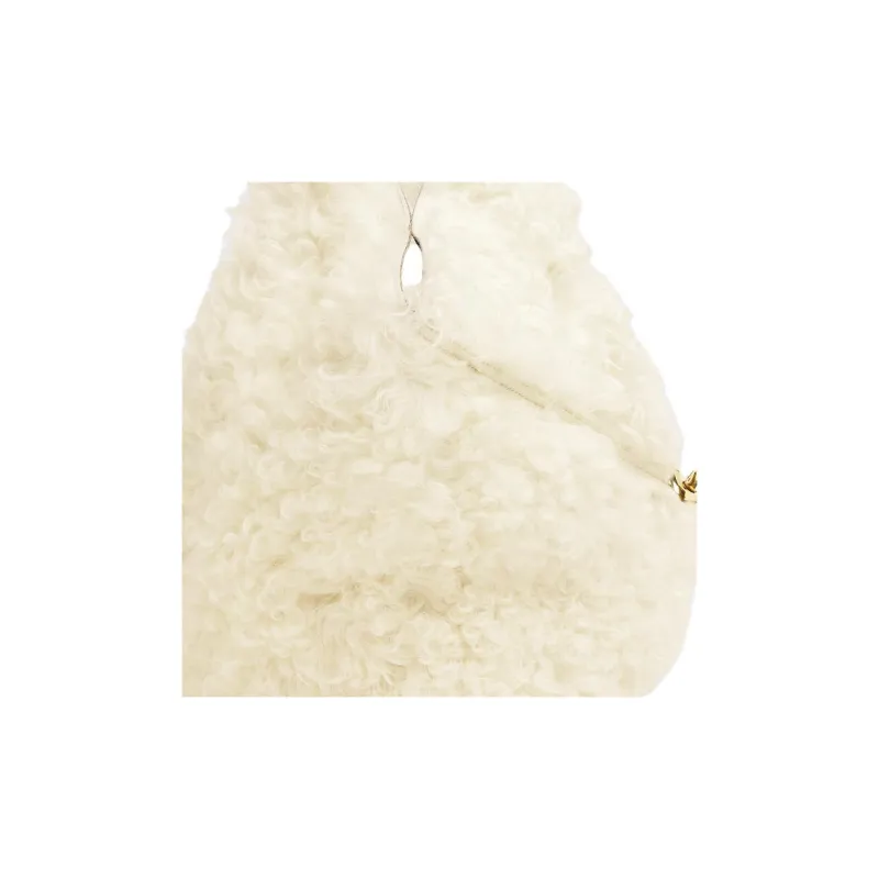 Bottega Veneta Lambskin Handbag Shoulder Bag Medium Size Women's Ivory With Fudge-3