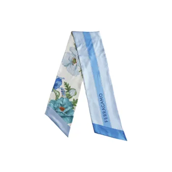 Ferragamo Poppies-Printed Twilly Scarf
