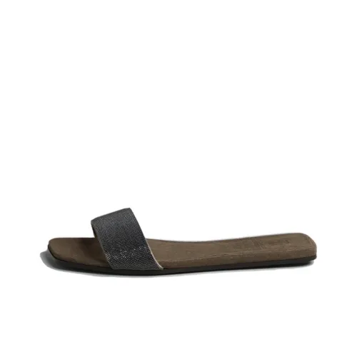 Brunello Cucinelli Beaded Suede Slides