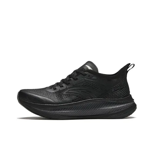 Anta Cushioning Anti Slip Wear Resistant Breathability Low Top Full Length Carbon Plate Running Shoes Men's Black