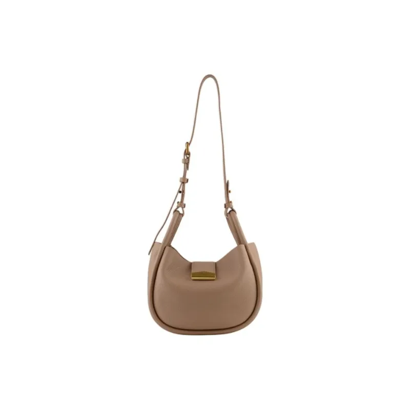 POURCHET Cow Leather Shoulder Bag Small Size Women's Sand Yellow/Elephant Gray/Black/Orange/Light Khaki/Light Purple-8