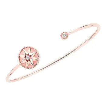 DIOR 18K Rose Gold Diamond Opal Wristbands Women's Pink