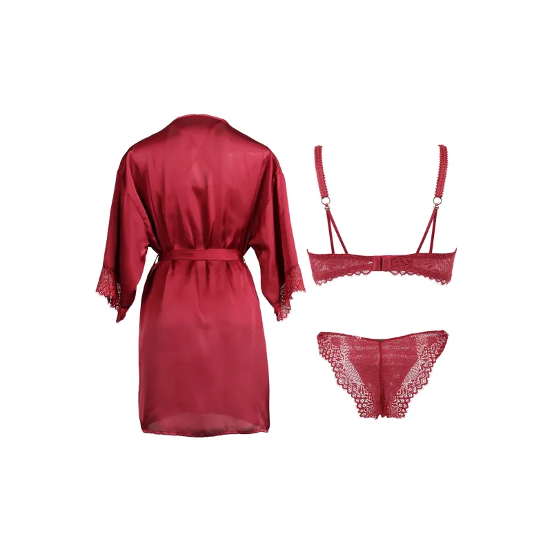 Selmark Pajama Set Women's Set Of 3 Red-1
