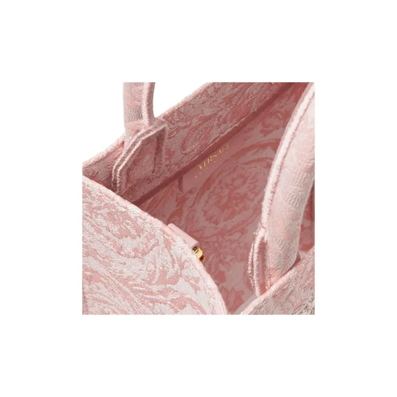 VERSACE Nylon Tote Bag Shopping Bag Shoulder Bag Crossbody Bag Handbag Mini Women's Pink-4