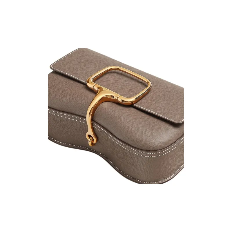 HERMES Della Epsom Calfskin Crossbody Bag, Shoulder Bag Women's 18 Etoupe Elephant Gray-3