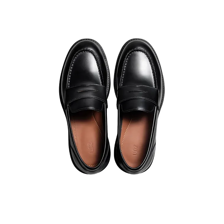 Zuti British Business Slip on Penny Loafers Casual Shoes Men's Black-2