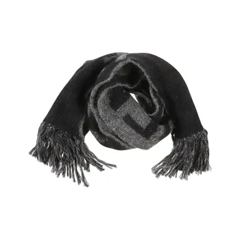 SAINT LAURENT Logo intarsia Fringed Scarf