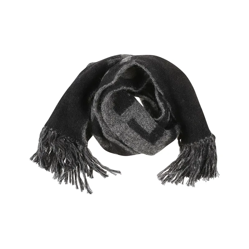 SAINT LAURENT Logo intarsia Fringed Scarf-0