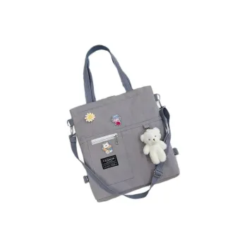ALOENEY Canvas Bag, Tutoring Bag, Crossbody Bag, One Shoulder Handbag Regular Women's Gray/Black/Pink