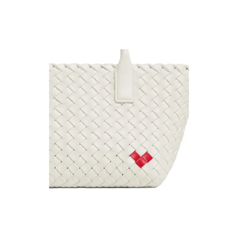Bottega Veneta CABAT Sheepskin Tote Bag Shopping Bag Shoulder Bag Crossbody Bag Handbag Mini Women's White & Glossy Red-4