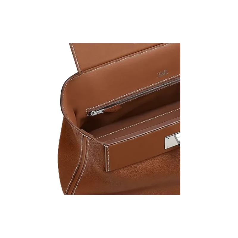 HERMES 24/24 Barenia Faubourg Calfskin With Barenia Calfskin Shoulder Bag Crossbody Bag Handbag Women's Brown-3