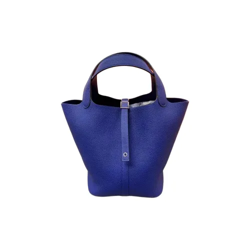 HERMES Picotin Lock Maurice Bullock Leather Basket Bag Handbag Bucket Bag Women's 73 Bleu Saphir Sapphire Blue