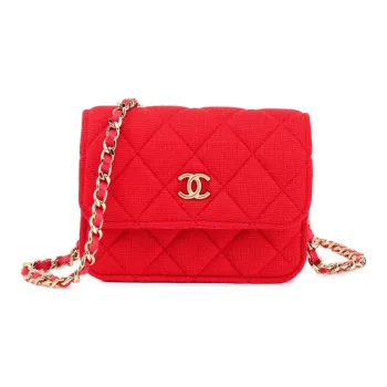 CHANEL Fabric Shoulder Bag, Crossbody Bag Mini Women's Red