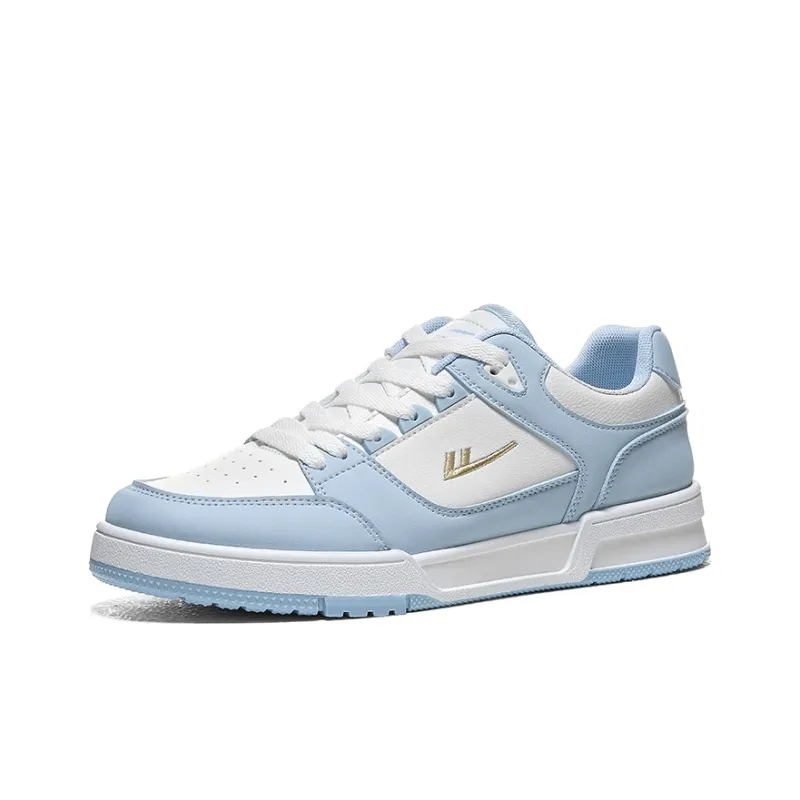 Warrior Durable Lightweight And Breathable Low Top Skateboard Shoes Unisex White Light Blue-1