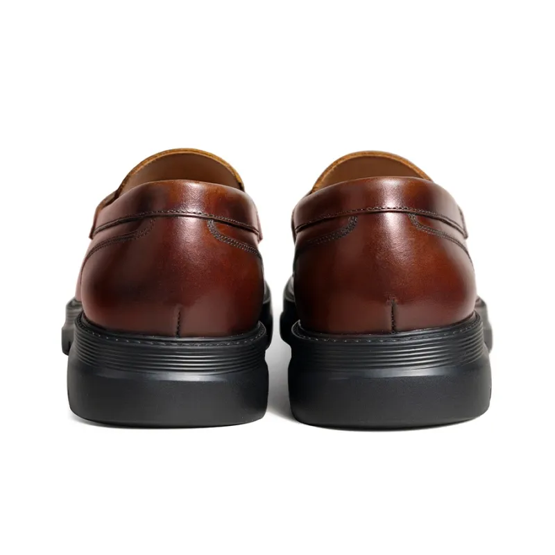 Zuti British Business Penny Loafers Casual Shoes Men's Brown-3