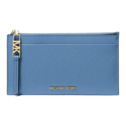 MICHAEL KORS Litchi Grain Leather Wallets Card Holders Large Size Women's French Blue