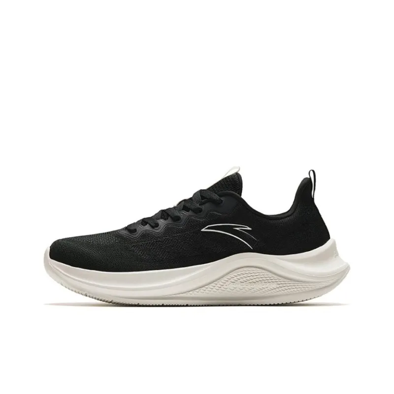 Anta Cushioned Slip Resistant Breathable Lightweight Low Top A Flowfoam Running Shoes Men's Black White-0