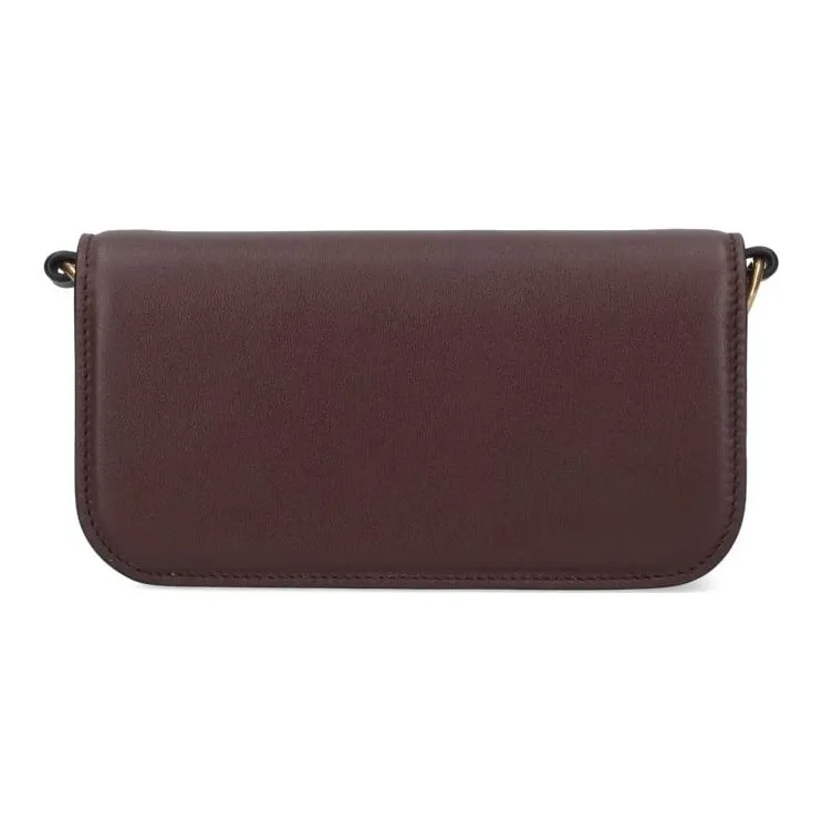 Valentino Locò Leather Crossbody Bag, Shoulder Bag Women's Brown-3