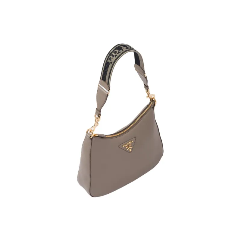 PRADA Leather Handbag Shoulder Bag Women's Mud Gray-2