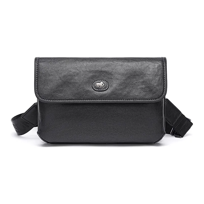 BISON DENIM Top Grain Cow Leather Crossbody Bags Shoulder Bags Regular Men's Black-0