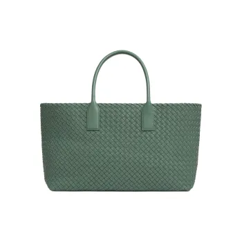 Bottega Veneta Lambskin Tote Bag, Shopping Bag, Shoulder Bag, Handbag Medium Size Women's Aloe Vera Color