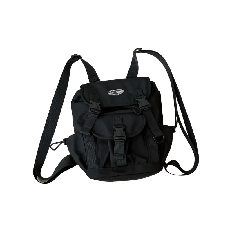 Deli Bear Nylon Backpack Crossbody Bag Regular Unisex Gray/White/Black-15