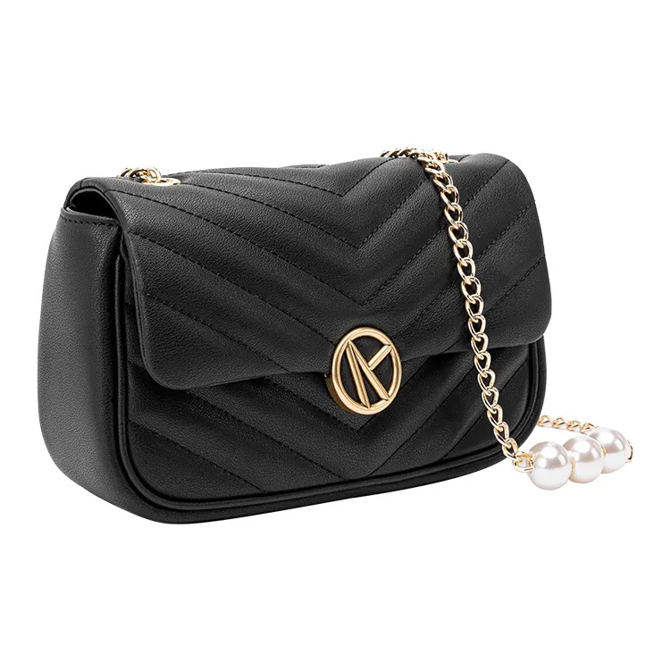 VANESSA HOGAN Cow Leather Crossbody Bags Shoulder Bags Regular Women's Ecru/Black-6