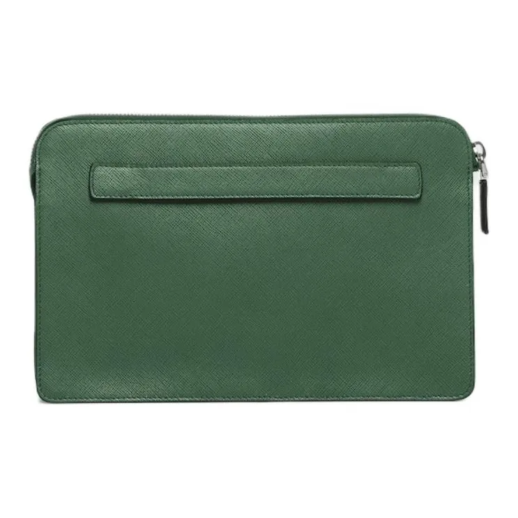 PRADA Saffiano Leather Clutch Men's Emerald Green-2