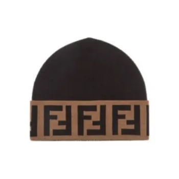 FENDI Monogram Detailed Turn Up Brim Beanie