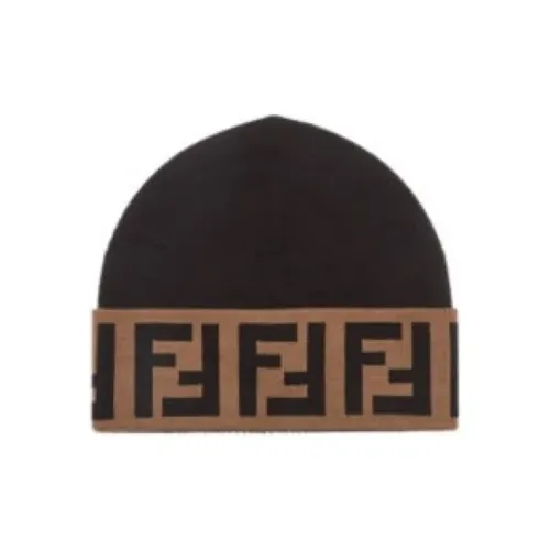 FENDI Monogram Detailed Turn Up Brim Beanie
