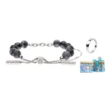 Black dazzling splicing bracelet + 925 silver men's ring + Valentine's Day gift box RCDW1538