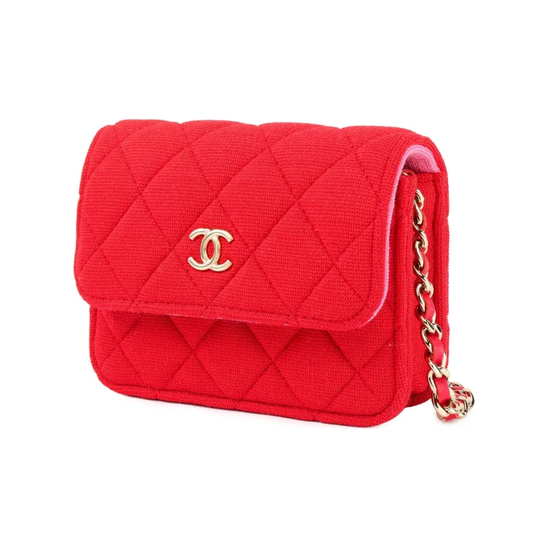CHANEL Fabric Shoulder Bag, Crossbody Bag Mini Women's Red-1