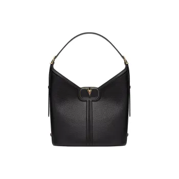 Valentino Grain Calfskin HOBO Bag, Shoulder Handbag Women's Black