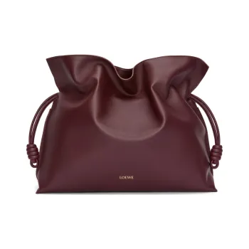 LOEWE Flamenco Napa Calf Leather Portable One Shoulder Clutch Extra Large Women's Dark Burgundy