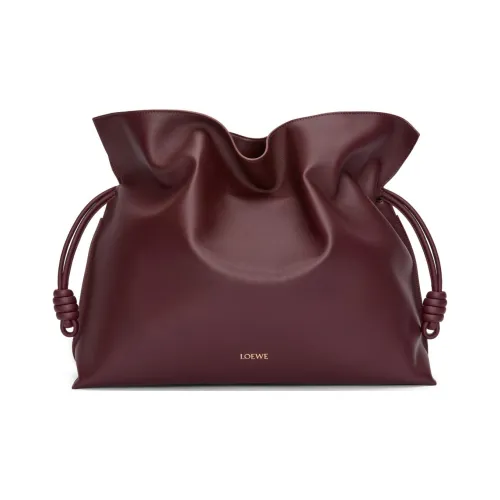 LOEWE Flamenco Napa Calf Leather Portable One Shoulder Clutch Extra Large Women's Dark Burgundy