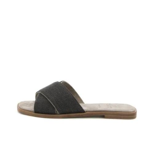 Brunello Cucinelli Slip-Resistant Slide Slippers Women's Dark Brown