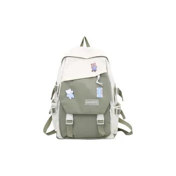 Banyanu Nylon Canvas Backpack Medium Size Unisex Black/Green/Purple/Blue