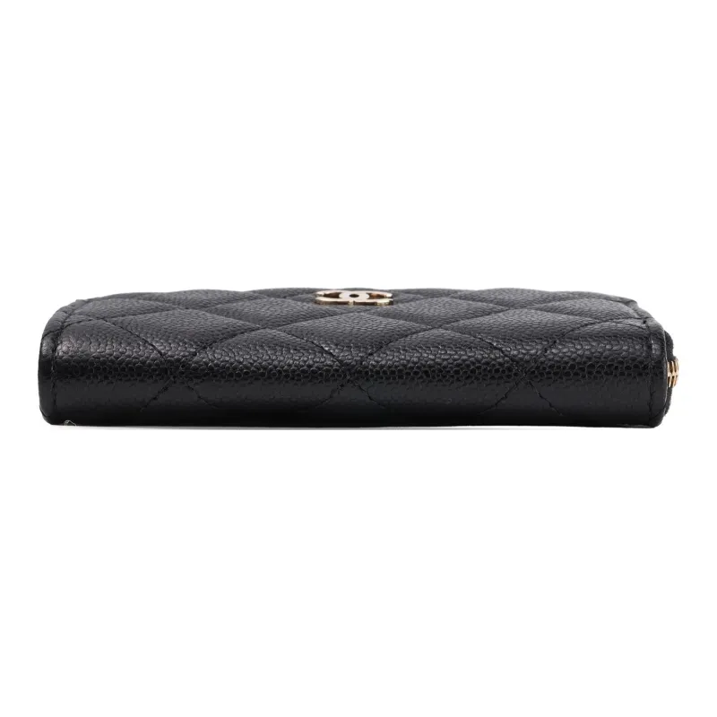CHANEL Grain Embossed Caviar Calfskin Coin Purse Women's Black-4