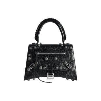 Balenciaga HourglassLe Cagole Fine Grained Sheepskin Shoulder Bag, Crossbody Bag, Handbag Medium Size Women's Black