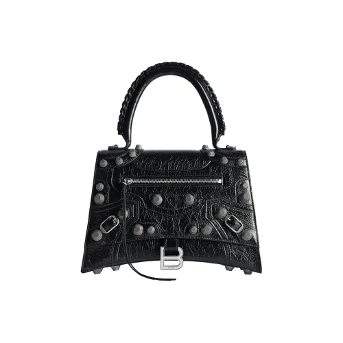 Balenciaga HourglassLe Cagole Fine-Grained Sheepskin Shoulder Bag Crossbody Bag Handbag Medium Size Women's Black