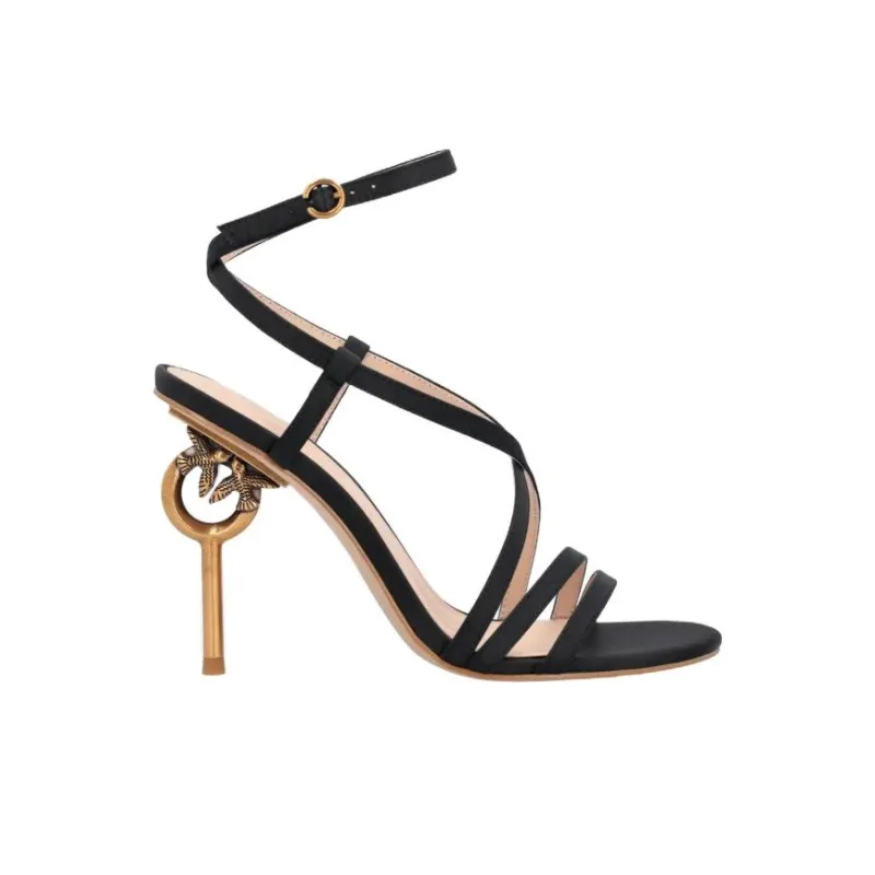 PINKO Love Birds Series Strap Sandals 10cm Women's Black-1