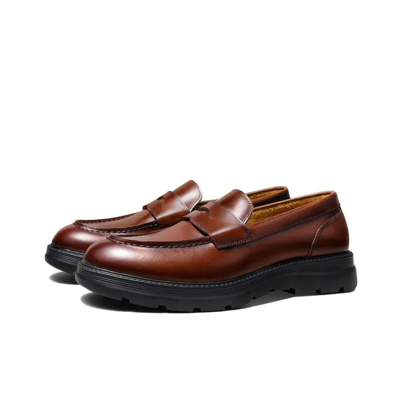 Zuti British Business Penny Loafers Casual Shoes Men's Brown-1