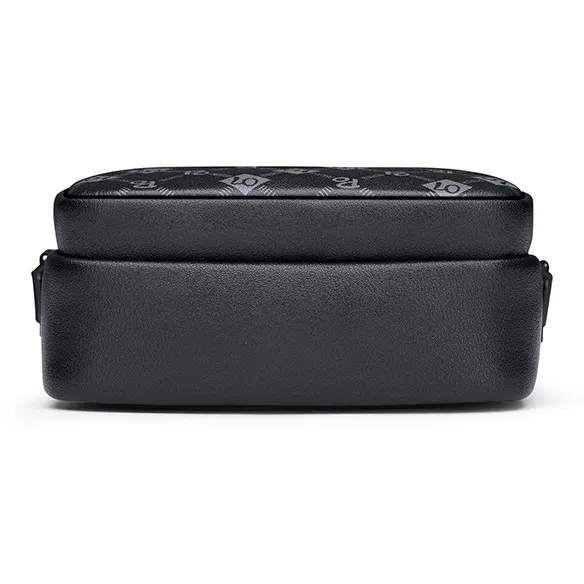 WilliamPOLO Cow Leather Cell Phone Shoulder Bag Crossbody Bag Regular Men's Black-3