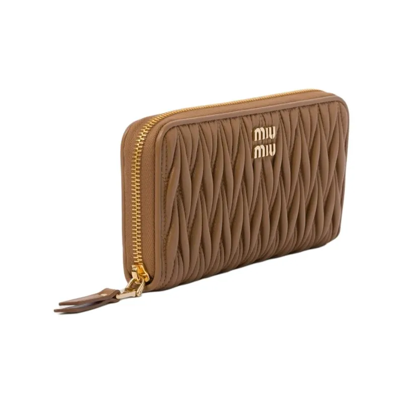 MIU MIU Leather Wallet Tubas Women's Caramel-1