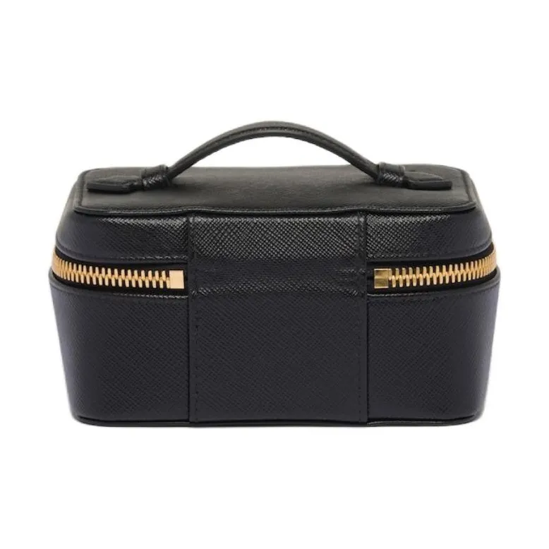 PRADA Leather Handbag Makeup Bag Women's Black-1