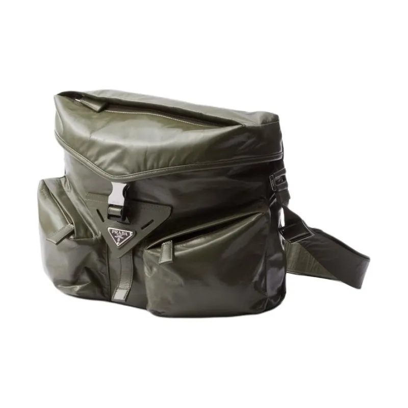 PRADA Leather Crossbody Bag, Shoulder Bag Men's Green-1