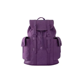 LOUIS VUITTON CHRISTOPHER Taurillon Leather Backpack Men's Night Purple