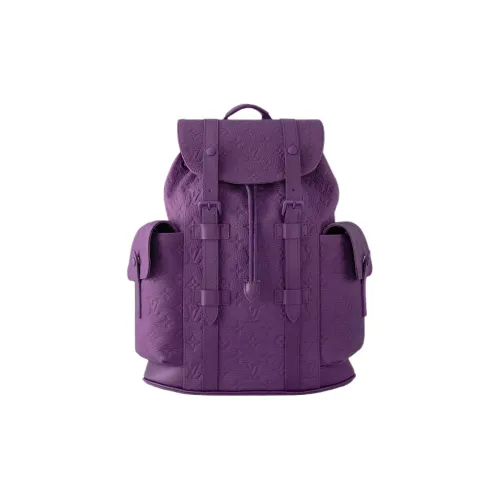 LOUIS VUITTON CHRISTOPHER Taurillon Leather Backpack Men's Night Purple