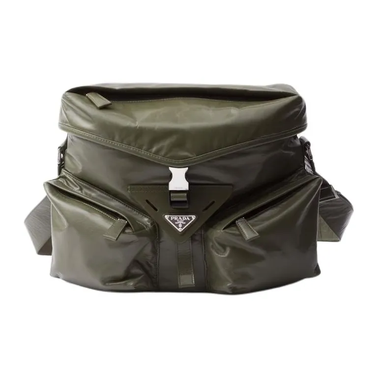 PRADA Leather Crossbody Bag, Shoulder Bag Men's Green-0